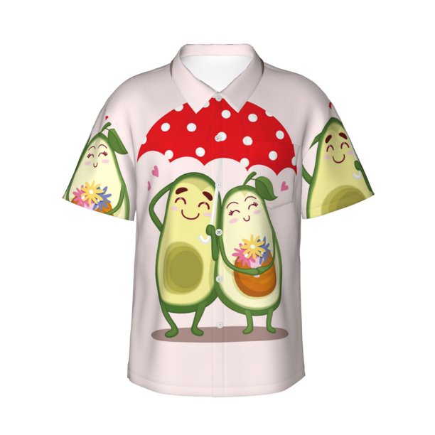 Fotbe Avocado Lovers Wearing Umbrella Camisa Hawaiana para Hombre Unisex – Camisa Casual de Verano con Botones de Manga Corta de Algodón y Lino,XX-Large