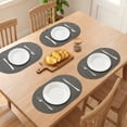 thumbnail image 3 of Placemats Set of 6 Oval  Leather Placemats for Kitchen Dining Table Decor Heat Resistant Table Placemats Wipeable Table Mat Dark Gray 17.7x11.8inch, 3 of 6