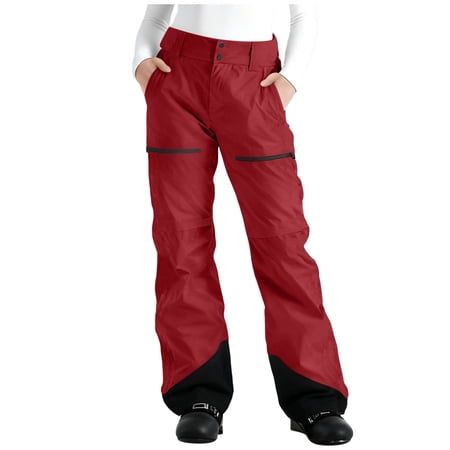 KIHOUT Women s Color Block Pocket Windproof Waterproof Ski Pants - Polyester Sport Snow Trousers (S M L XL XXL XXXL) - Wear Over Fleece Base Layers or as Standalone Hiking Pants