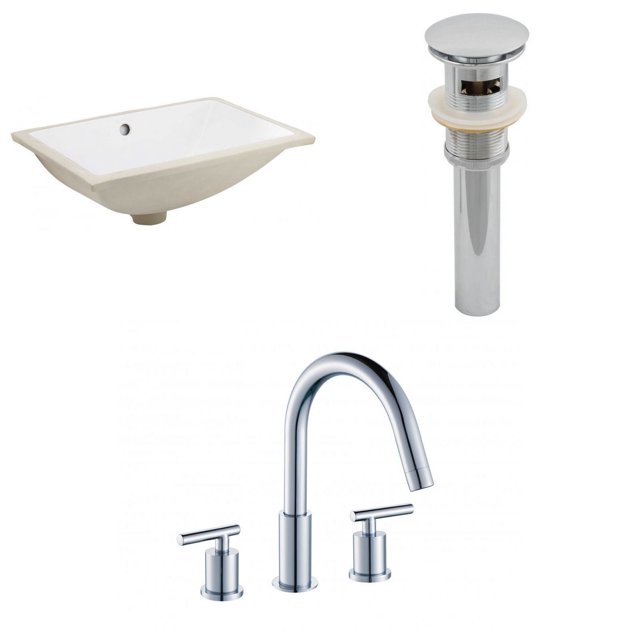 18.25-in. W CUPC Rectangle Bathroom Undermount Sink Set In White - Chrome Hardware - Overflow Drain Incl. AI-13073
