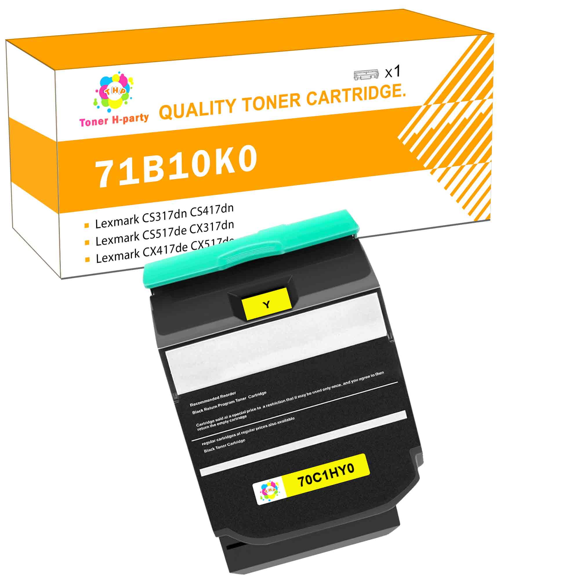 død dråbe Kyst Toner H-Party Compatible Toner Cartridge Replacement for Lexmark 71B10Y0  for Use with Lexmark CS317dn CS417dn CS517de Printer Ink (Yellow,1-Pack) -  Walmart.com