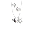 thumbnail image 2 of Delight Jewelry Silvertone Flying Witch Silver tone Snowflake Charm Necklace and Stud Earrings, 2 of 4