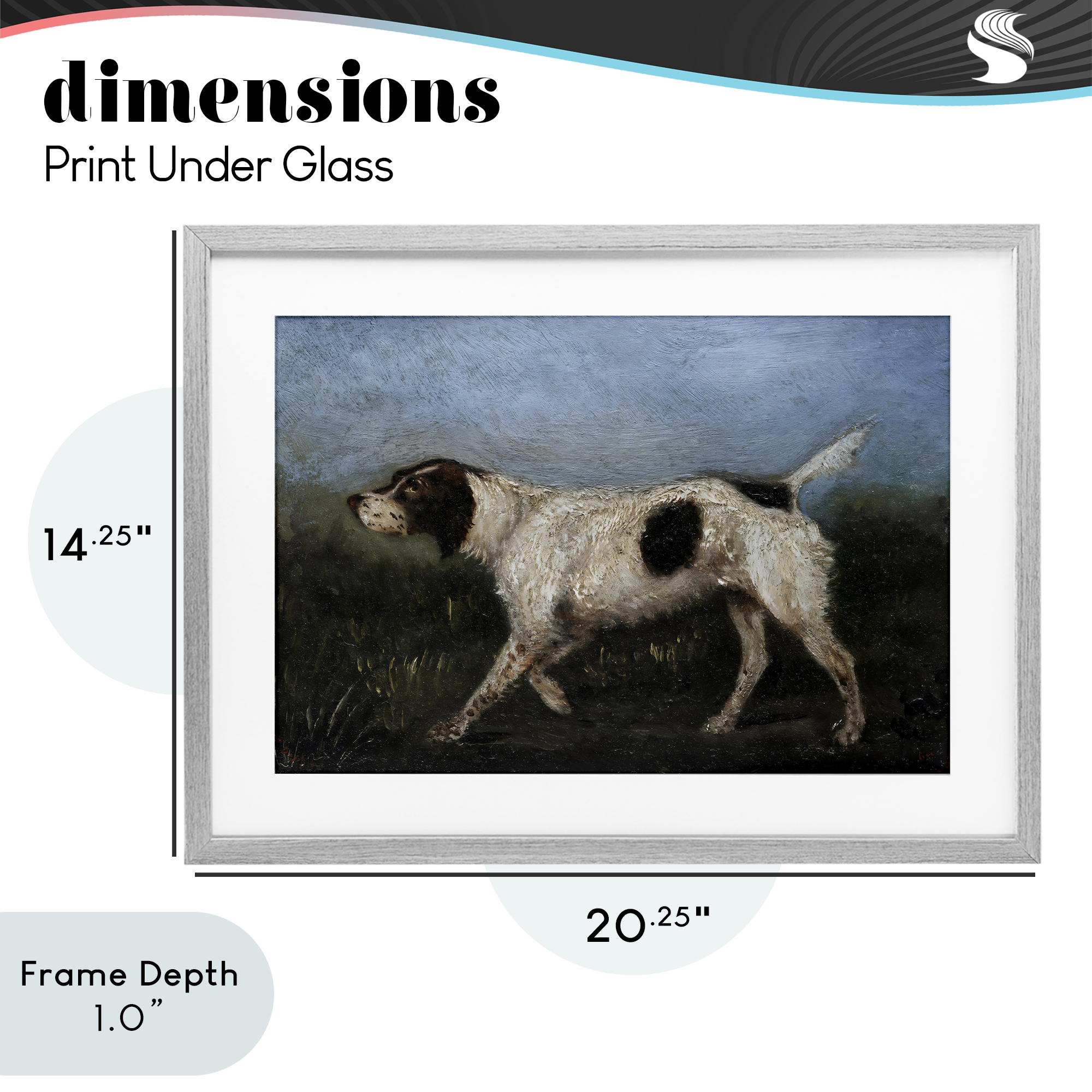 Stupell Industries Alert Hunting Dog in Field Gray Framed Print Under Glass, design by Arlington Prints