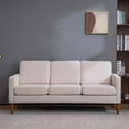 thumbnail image 3 of Ktaxon 3 Seat Couch Mid Century Fabric Sofa with Wood Legs, Comfortable Sofa Couch for Small Apartment Living Room Bedroom Creamy White, 3 of 12