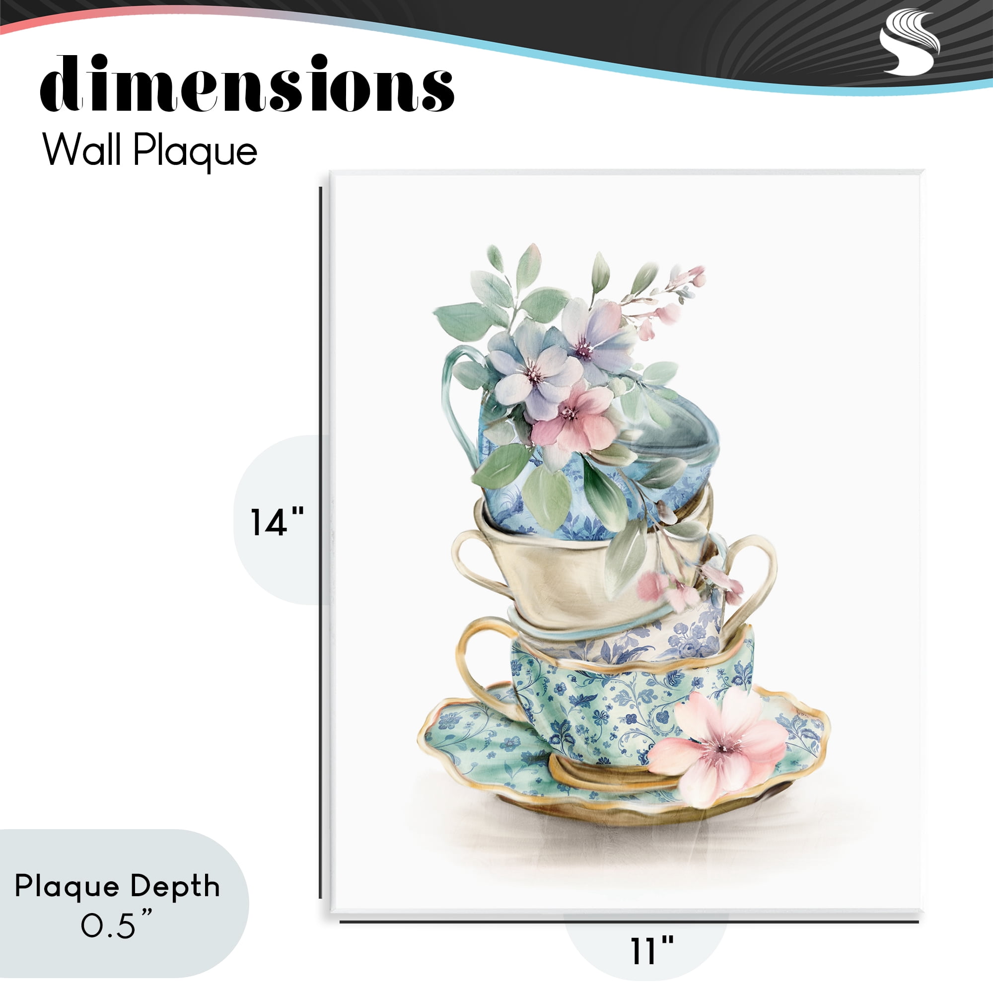 Stupell Industries Floral Teacup Chinoiserie Wall Plaque Art, design by Kim Allen