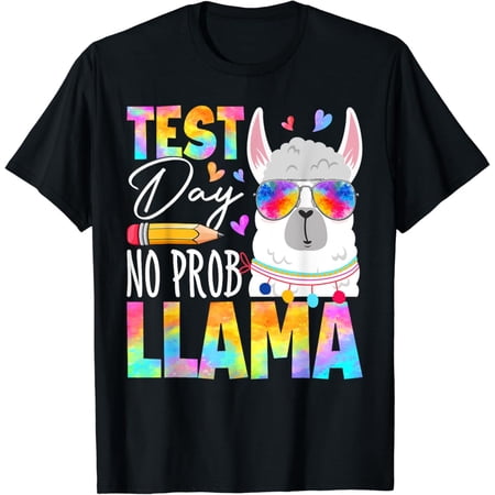 Gildan Retro Test Day No Prob Llama Teacher Student Exam Test Day T-Shirt Gift for Men Women Unisex Tee