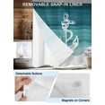 thumbnail image 3 of No Hook Shower Curtains with Snap-in Liner Set, Nautical Anchor Teal Green Waterproof Hotel Style Bathroom Shower Curtain, Coastal Ocean Ombre Striped Mesh Top Window Bath Curtains 36''x72'', 3 of 6