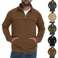 thumbnail image 5 of Chiccall Men's Long Sleeve Pullover Quarter Zip Mock Neck 3 Pockets Cargo Sweatshirts, 5 of 5