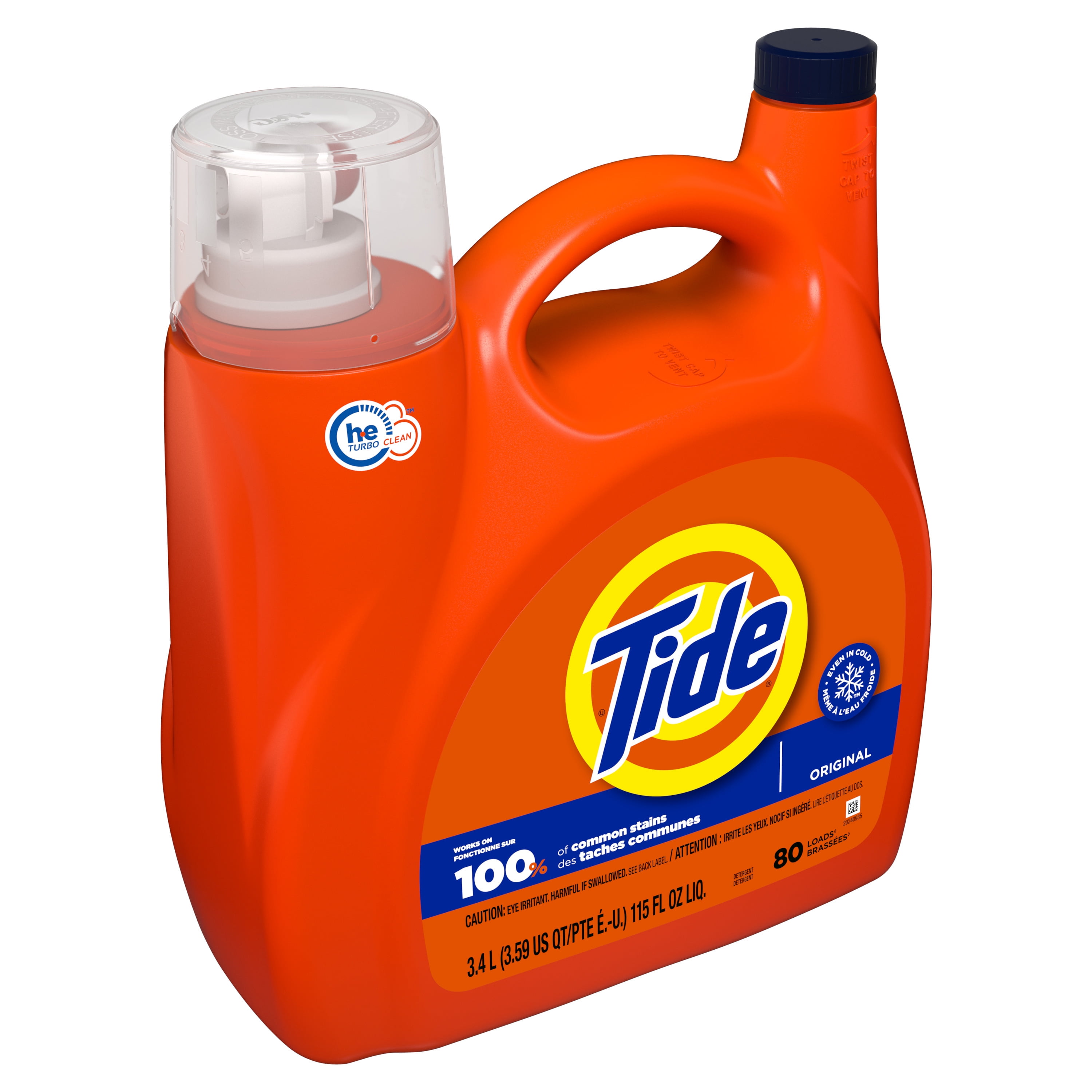 Tide Liquid Laundry Detergent, Original, 80 Loads, 115 fl oz, HE Compatible