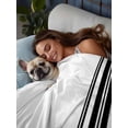 thumbnail image 6 of Full Size Flat Sheet Only, Black White Stripe, Soft Brushed Microfiber Bed Sheets, Abstract Geometric Hotel Quality Breathable Bedding Top Sheet, Easy Care, 81"x96", 6 of 9
