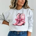 thumbnail image 2 of Women's Pink Cowboy Boots Western Coquette Sweatshirt, 2 of 7