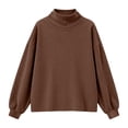 thumbnail image 3 of Hzzrkos Girls Corduroy Mock Neck Sweatshirt Long Sleeve Casual Pullover Tunic Top Soft Textured Shirt with Side Slit Hem Relaxed Daily School Travel Wear Brown, 3 of 6