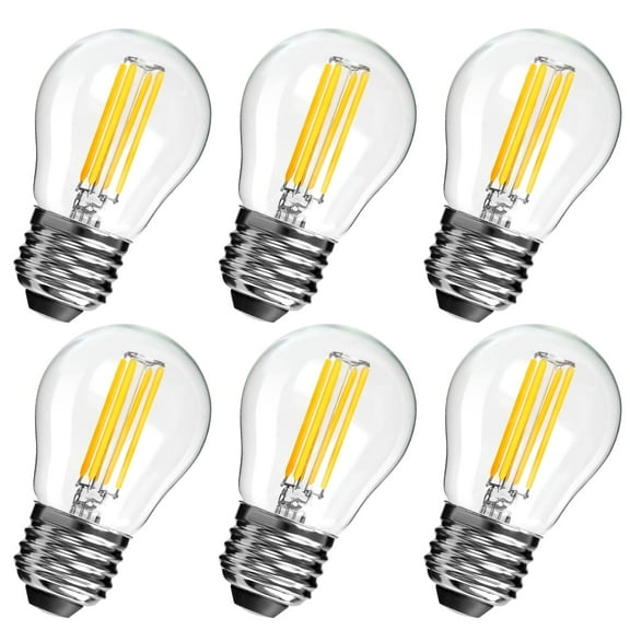BRIMAX 6Pack LED Light Bulbs E26 Base G45 Dimmable Bulbs, 4W Equivalent 40W Incandescent, 110V-130V 2700K Soft White Globe Light Bulbs for Ceiling Fans, Pendant