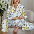 thumbnail image 6 of Pajamas for Women Set - giraffe monkey_A Comfy Long Sleeve Button Up Pajama Sets for Women 2 Piece, Soft Sleepwear Nightwear Pjs Lounge Sets for Women with Pockets, 6 of 6