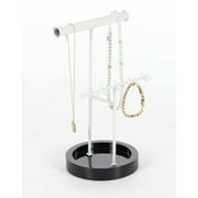 Pallid Metal Wood Jewelry Stand, Metallic
