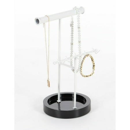 Pallid Metal Wood Jewelry Stand, Metallic