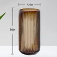 thumbnail image 2 of 9.8" Flower Vase for Decor Ribbed Glass Vase Modern for Centerpieces Desktop Home Office Dining Living Room Wedding (Amber), 2 of 5