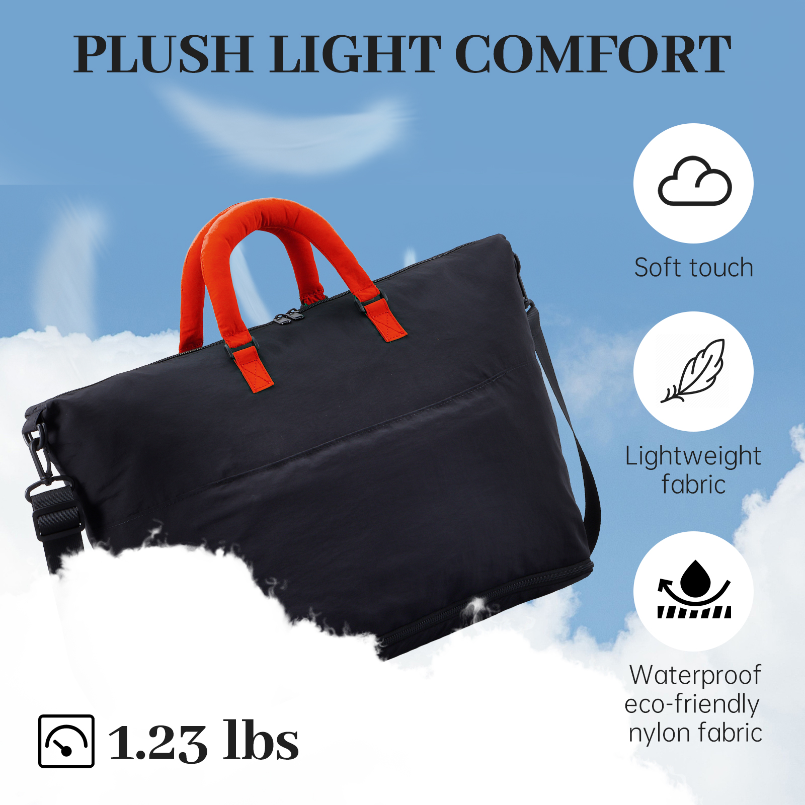 URSOFINE Travel Duffle Bag, Large Capacity Expandable Weekender Bag with Luggage Sleeve, Waterproof Nylon Overnight Bag for Women Men, Gym Bag Hospital Bag with Laptop Pocket