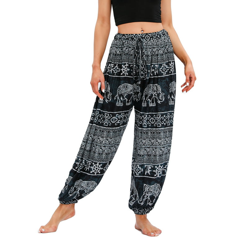 Buy BLACK WOMEN PALAZZO Pants Wide Leg Yoga Pants Hippie Thai Pants Boho  Style Elegant Trousers Handmade Comfy Summer Clothing Online in India 