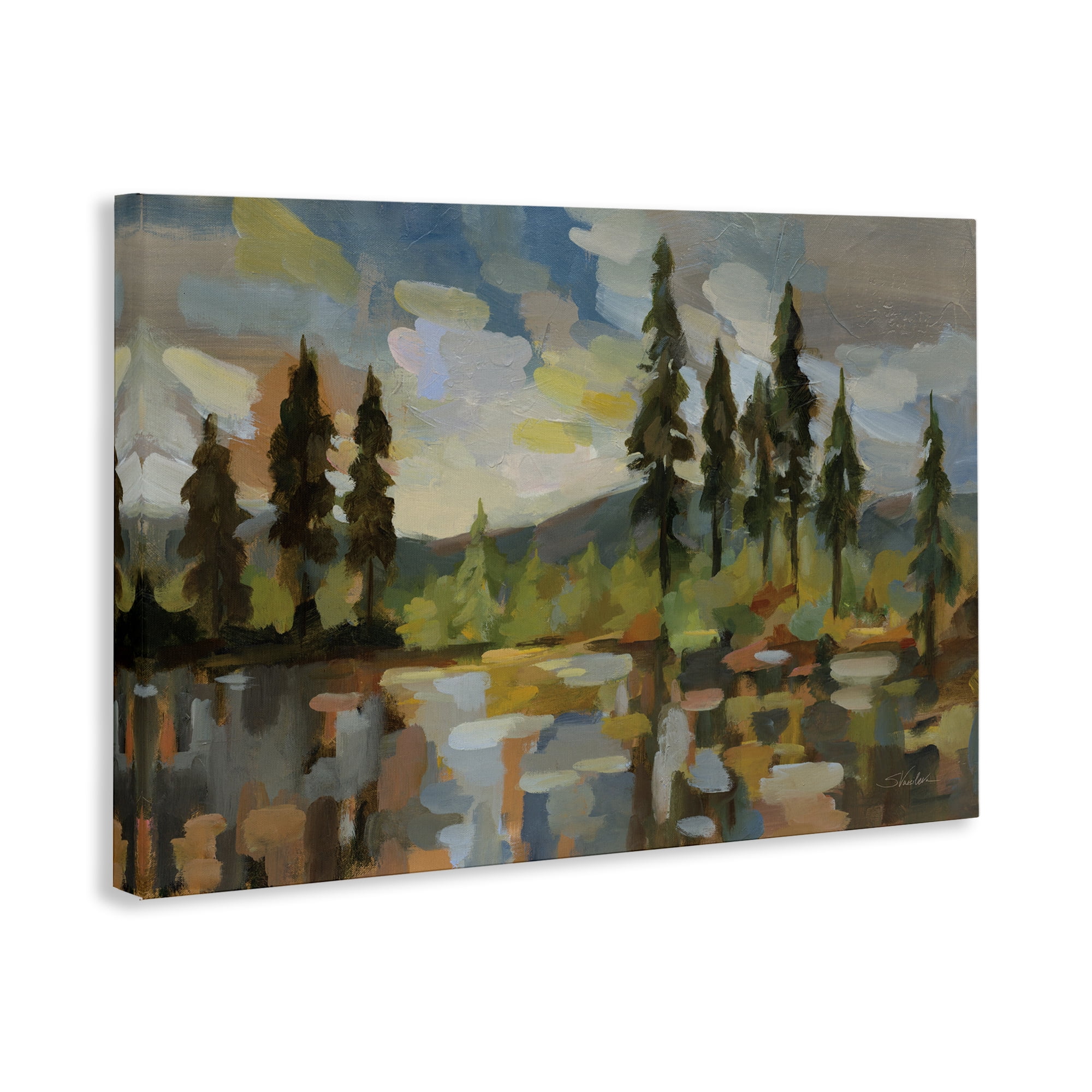 Stupell Industries High Mountain Lake Landscape & Nature Painting Wrapped Canvas Art Print Wall Art, 45 x 30