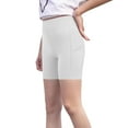 thumbnail image 4 of Hinvhai Biker Shorts Girl with Pockets - High Waisted Tummy Control Workout Gym Running Yoga Shorts White 14 Years, 4 of 9