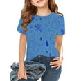 thumbnail image 2 of Chemises pour Filles Imprimé Manches Courtes Hauts Tenues d'Été Fille Col Rond 4-5 Ans Tenues Fille Mode, 2 of 4
