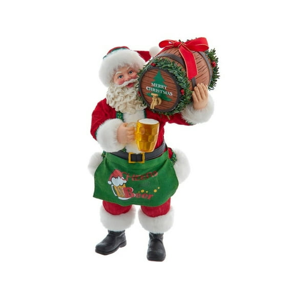 Kurt Adler Fabriché™ Beer Barrel Santa Claus Standing Christmas Figurine, 10.5"