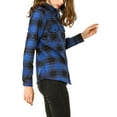 thumbnail image 5 of MODA NOVA Junior's Check Roll Up Sleeves Flap Pockets Brushed Shirt, 5 of 6