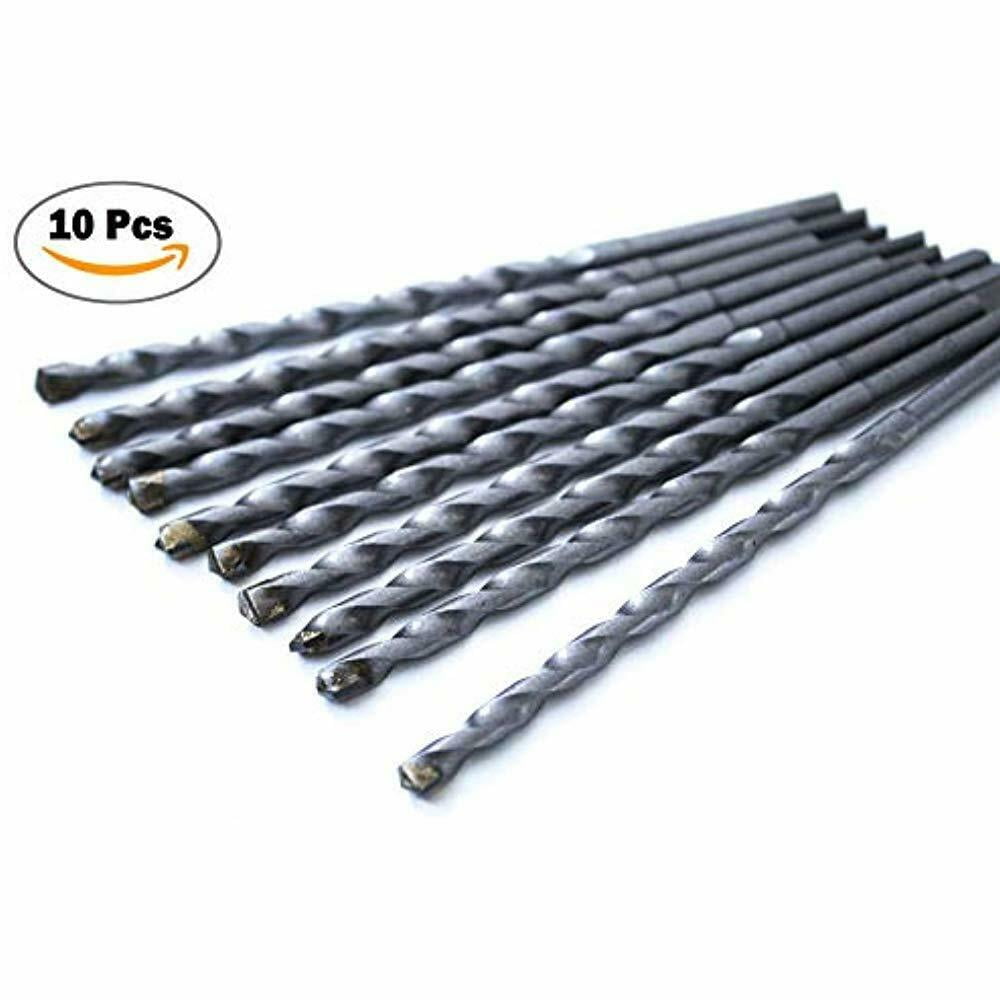 10Pcs Masonry Drill Bit Sets Pack 3/16 X 41/2 Overall Length Carbide