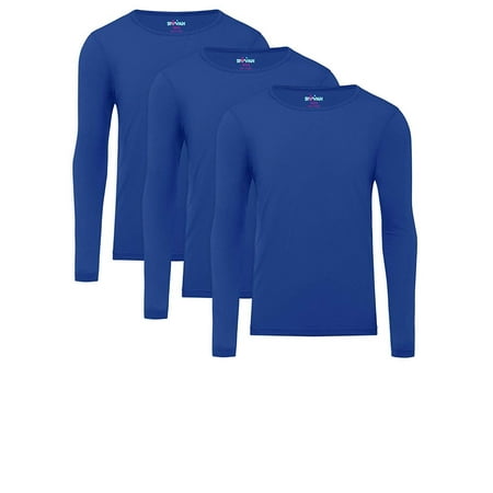 Sivvan 3 Pack Men’s Long Sleeve Underscrub Tee - Men’s Comfort T-Shirt - S85063 - RYL - XXS Royal Blue