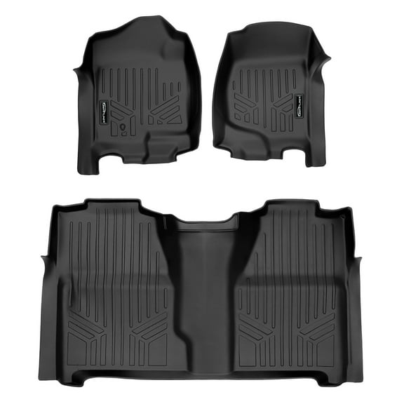 SMARTLINER 2 Rows Custom Fit Floor Liners Compatible with 2007 - 2013 Chevrolet Silverado 1500 Crew Cab
