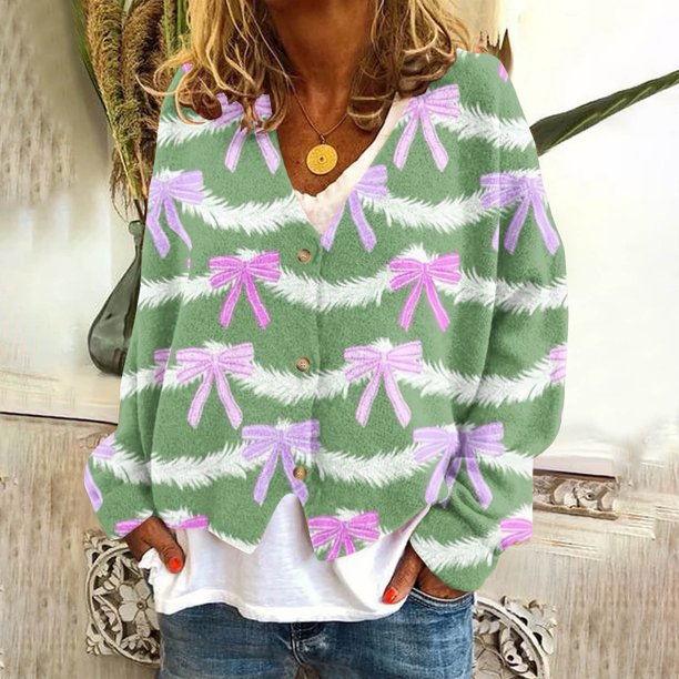 Cárdigan informal para mujer, chaqueta con botones estampados, abrigo de moda, blusa de poliéster para mujer