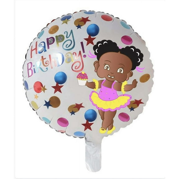 AFRICAN-AMERICAN GIRL Multicolor Foil Lullaby Lettie Birthday Balloon, 18in, 1ct