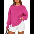 thumbnail image 2 of Sudadera Informal de Cuello Redondo para Mujer, -Otoño 2025, Larga, Abertura Lateral, Sudadera para Hacer Ejercicio. Rosa Roja L, 2 of 10