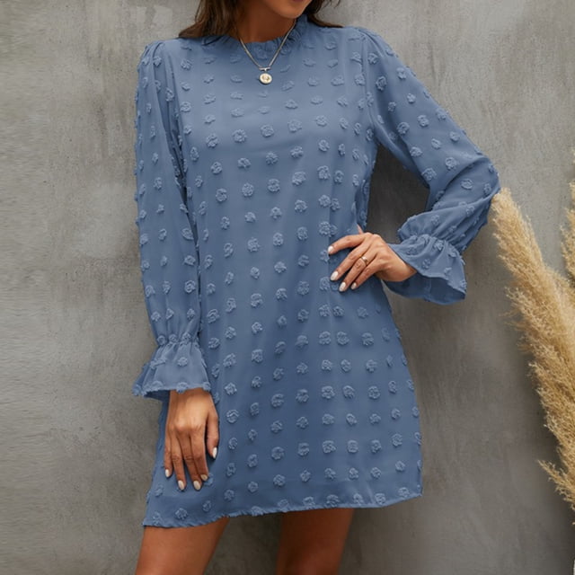 Vestido de manga larga para mujer,Vestido de manga larga para mujer Vestido de punto dulce para mujer Vestido de manga larga Artesanía superior