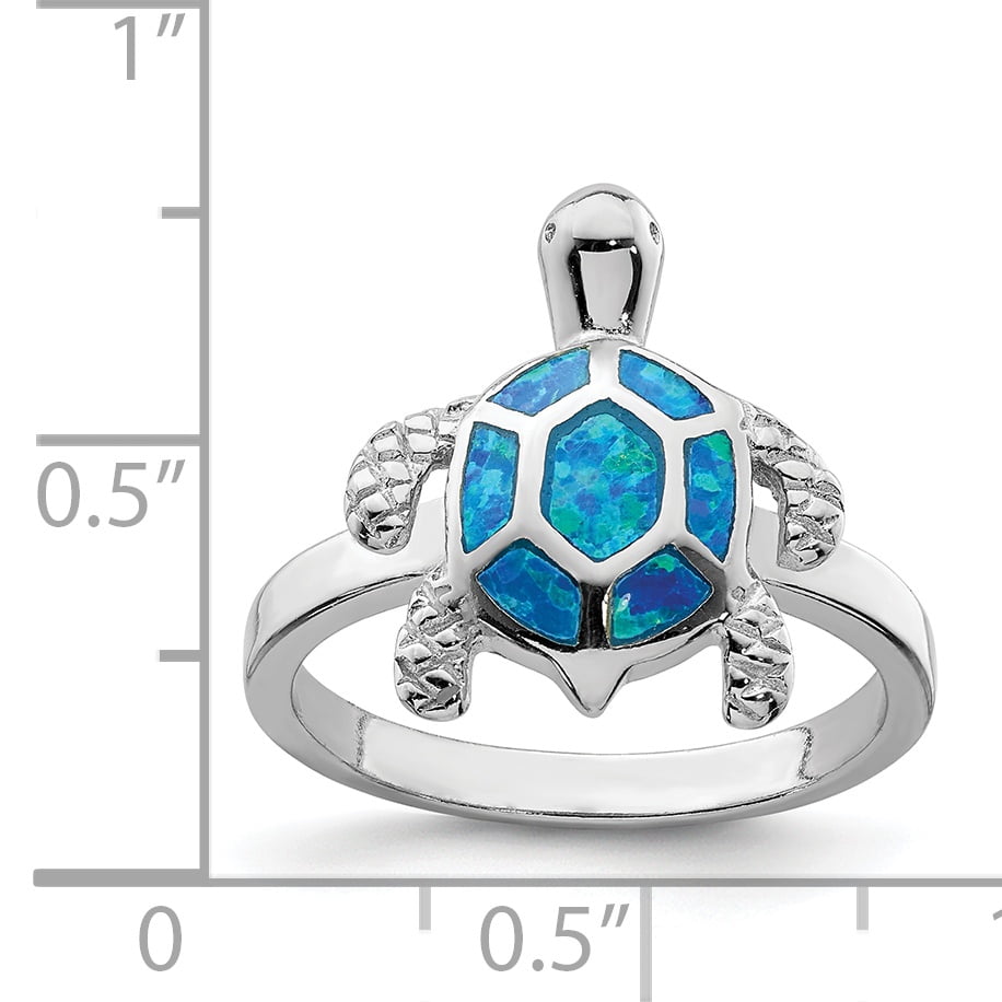 Ice Carats Designer Jewelry Gift Canada 925 Sterling Silver Created Blue Opal Sea Turtle Ring Animal Gemstone Shell Life Silver