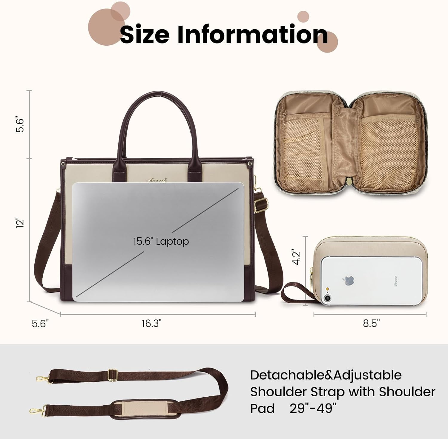 Lovevook Laptop Tote Bag for Women, Lightweight Pu Leather Work Tote Bag with Clutch Purse, Large Computer Bag Briefcase Fit for 15.6" Laptop