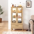 thumbnail image 2 of Jopath Display Cabinet with Glass Doors, Curio Glass Wine Cabinet with Adjustable Glass Shelves and Drawer Cabinet Sideboard With Bulb Included for Home Decor and Organization Light Oak, 2 of 9