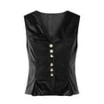 thumbnail image 4 of JGGSPWM Women's V Neck Velvet Vest 6 Button Formal Sleeveless Jacket Fashion Waistcoat Suit Vest Velvet V Neck 6 Button Formal Business Vests Sleeveless Jacket Black M, 4 of 7