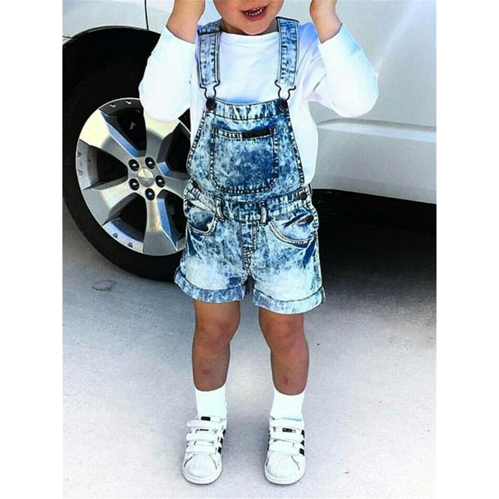 Toddler Kids Baby Girl Boy Deinm Bib Pants Shorts Overalls Romper