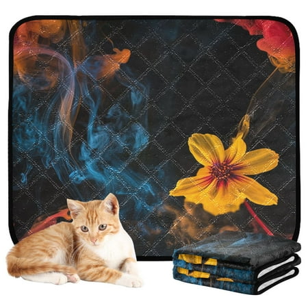 Washable Pet Pee Pads with Super Absorbent Reusable Training Pads for Dogs & Cats Yellow Flower