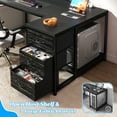 thumbnail image 2 of Romorgniz Gaming Desk Computer Desk with LED Lights & Power Outlet Reversible l Shaped Desk with 3 Drawers 48"L Office Desk with Monitor Stand for Gaming Room,Home Office,Bedroom,Black, 2 of 8
