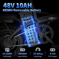 thumbnail image 3 of 14" Folding Electric Bike for Adults, 350W JVV A14 Commuter E-Bike with 48V Removable Battery, 330 LBS Max Load, Up to 20 MPH, Portable Ebike with Front & Rear Racks, 3 of 7