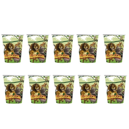 Madagascar Party Supplies Cups Birthday Tableware Disposable Paper Mouthwash Drinking Cups