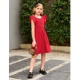 thumbnail image 5 of Oudiya Girls Summer Sundress Flutter Sleeve A-Line Button Down Casual Midi Girls Dresses,Red,7-8Y, 5 of 6