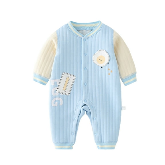 Odeerbi Toddler Boys Girls Clothes Baby Jumpsuit Romper Thin Warm Cotton Jumpsuit 2025 Long Sleeve Climbing Clothes Blue 12-24 Months