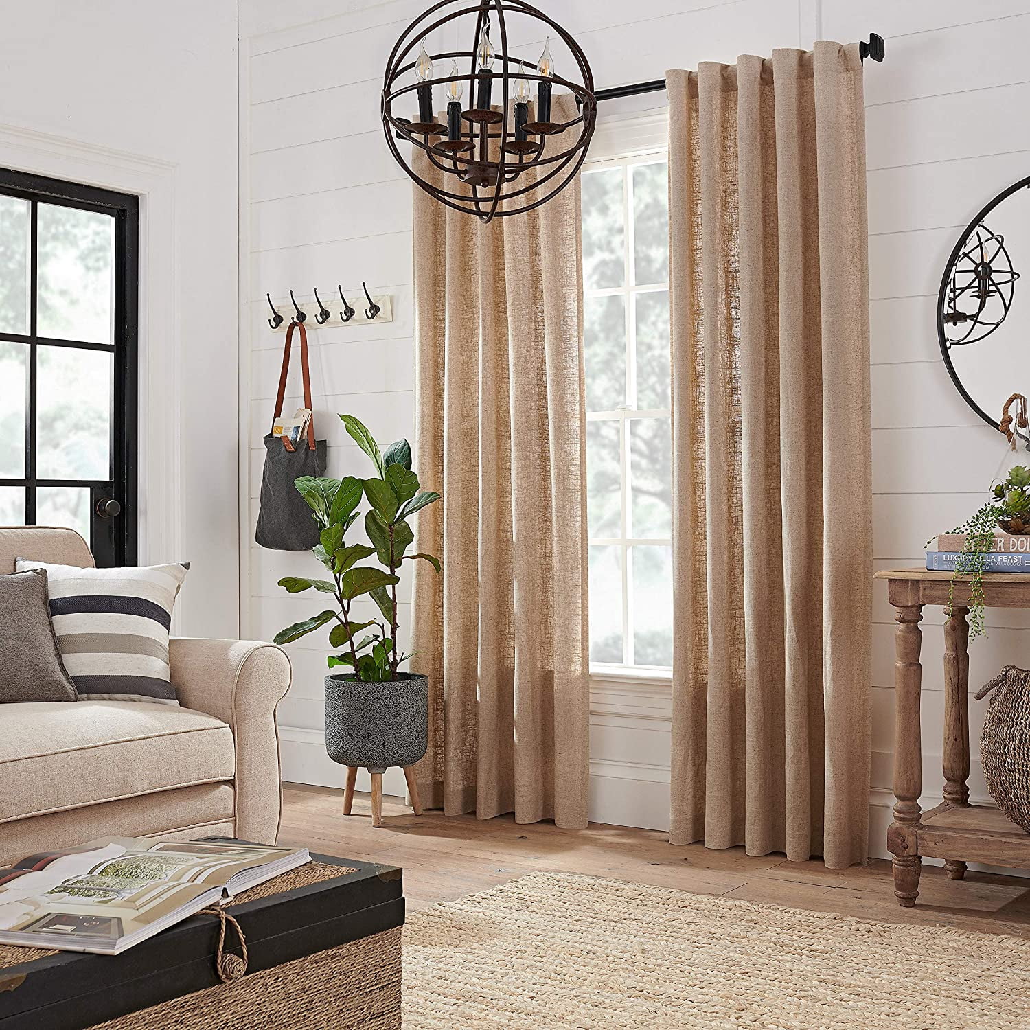 MODE Farmhouse Collection Adjustable Curtain Rod Set with Square Finials, Fits 24” to 60” Windows