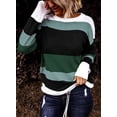 thumbnail image 4 of Asyoly Womens Color Block Knit Sweater Pullover Long Sleeve Crew Neck Drawstring Hem Jumpers Tops, 4 of 4