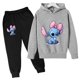 thumbnail image 3 of Sudaderas con capucha de Disney Stitch para niñas, conjuntos de ropa para niños, camisetas y pantalones para niñas, 2 piezas, conjuntos de chándal para niños, 3 of 5