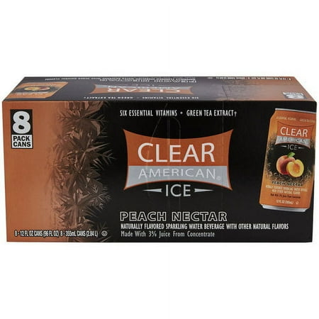 Clear American Ice Peach Nectar Sparkling Water, 12 fl oz, 8 Count